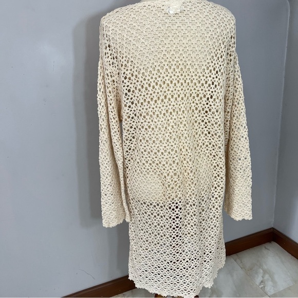 Vintage ecru white cotton crochet swimsuit coverup resortwear beach vacay swim - Picture 9 of 11
